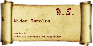 Wider Sarolta névjegykártya